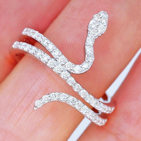 Trendy Snake Shiny Finger Rings for Women/Man, PD101 - Picture 2 of 5